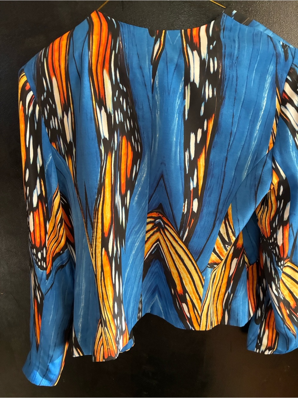 Alberto Makali Blue & Orange Butterfly Printed Open-Front Blazer - Picture 2 of 4